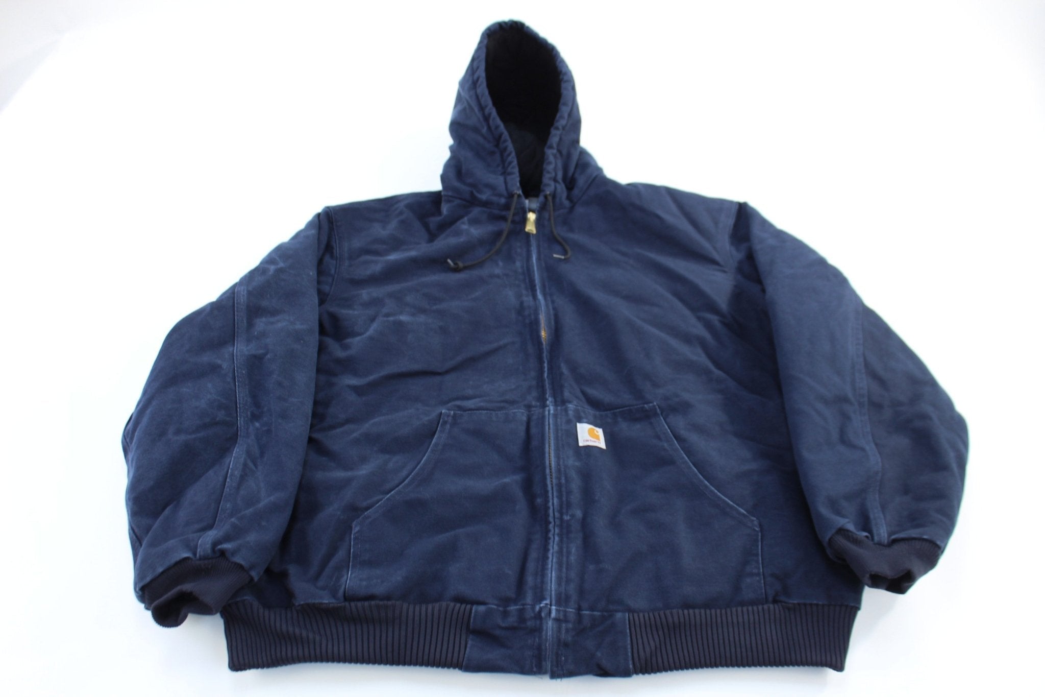 Carhartt Logo Patch Blue Full Zip Hooded Jacket - Jacket - Thrifted Threads