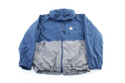 Carhartt Logo Patch Blue & Grey Storm Defender Zip Up Jacket - ThriftedThreads.com