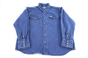 Carhartt Logo Patch Blue LS Button Down - Button Ups/Downs - Thrifted Threads
