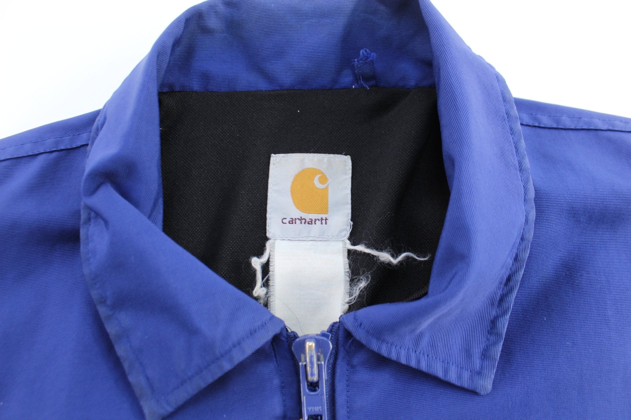 Carhartt Logo Patch Blue Zip Up Jacket - ThriftedThreads.com