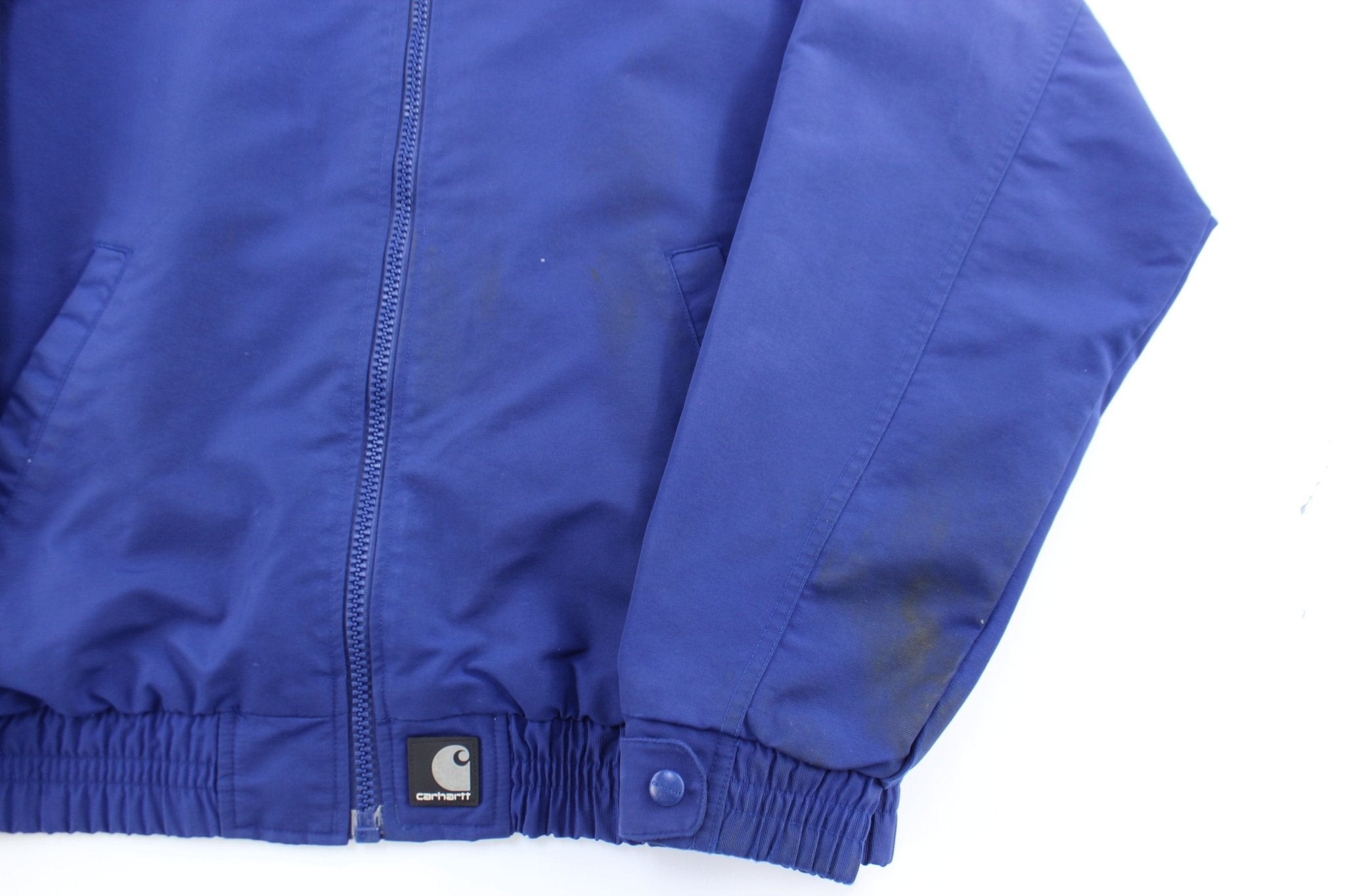 Carhartt Logo Patch Blue Zip Up Jacket - ThriftedThreads.com