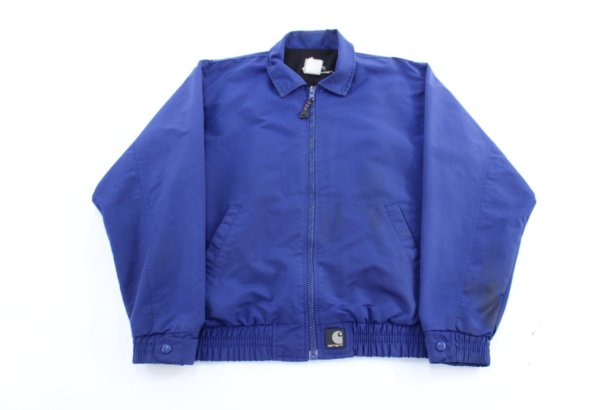 Carhartt Logo Patch Blue Zip Up Jacket - ThriftedThreads.com