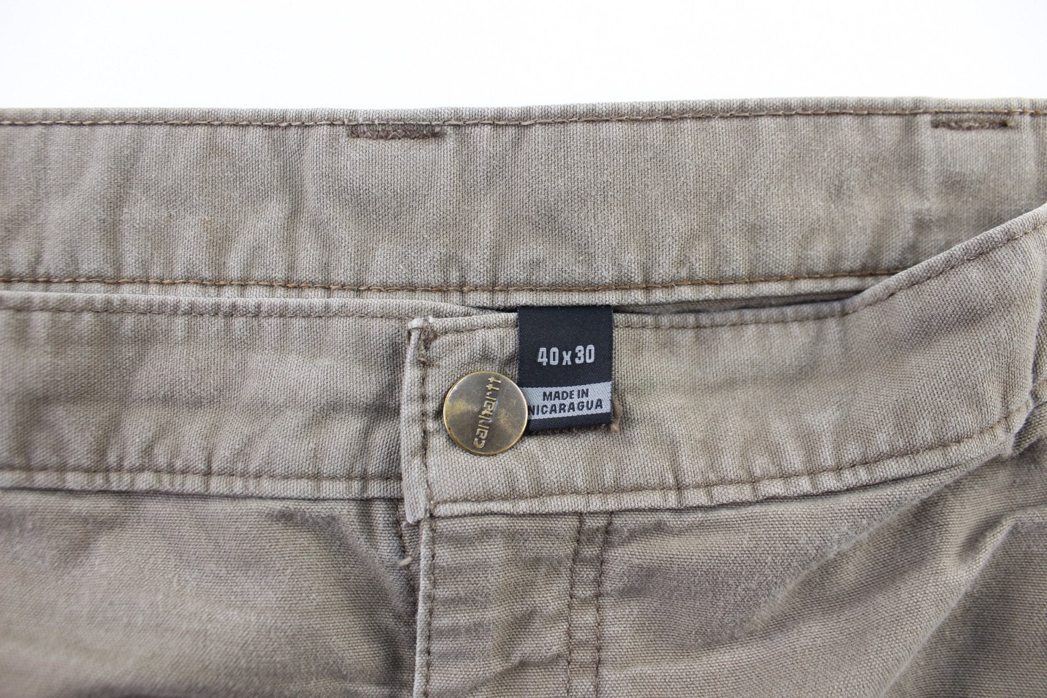 Carhartt Logo Patch Brown Carpenter Pants - ThriftedThreads.com