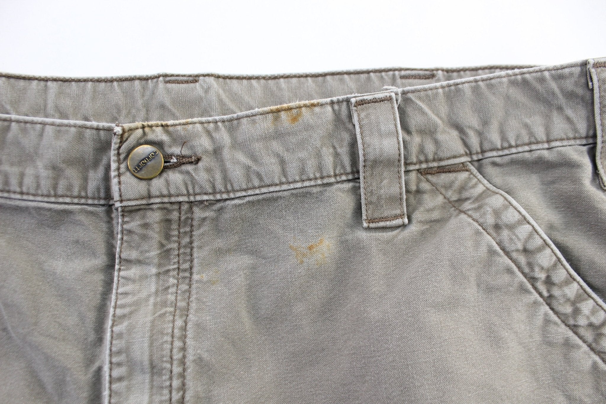 Carhartt Logo Patch Brown Carpenter Shorts - ThriftedThreads.com