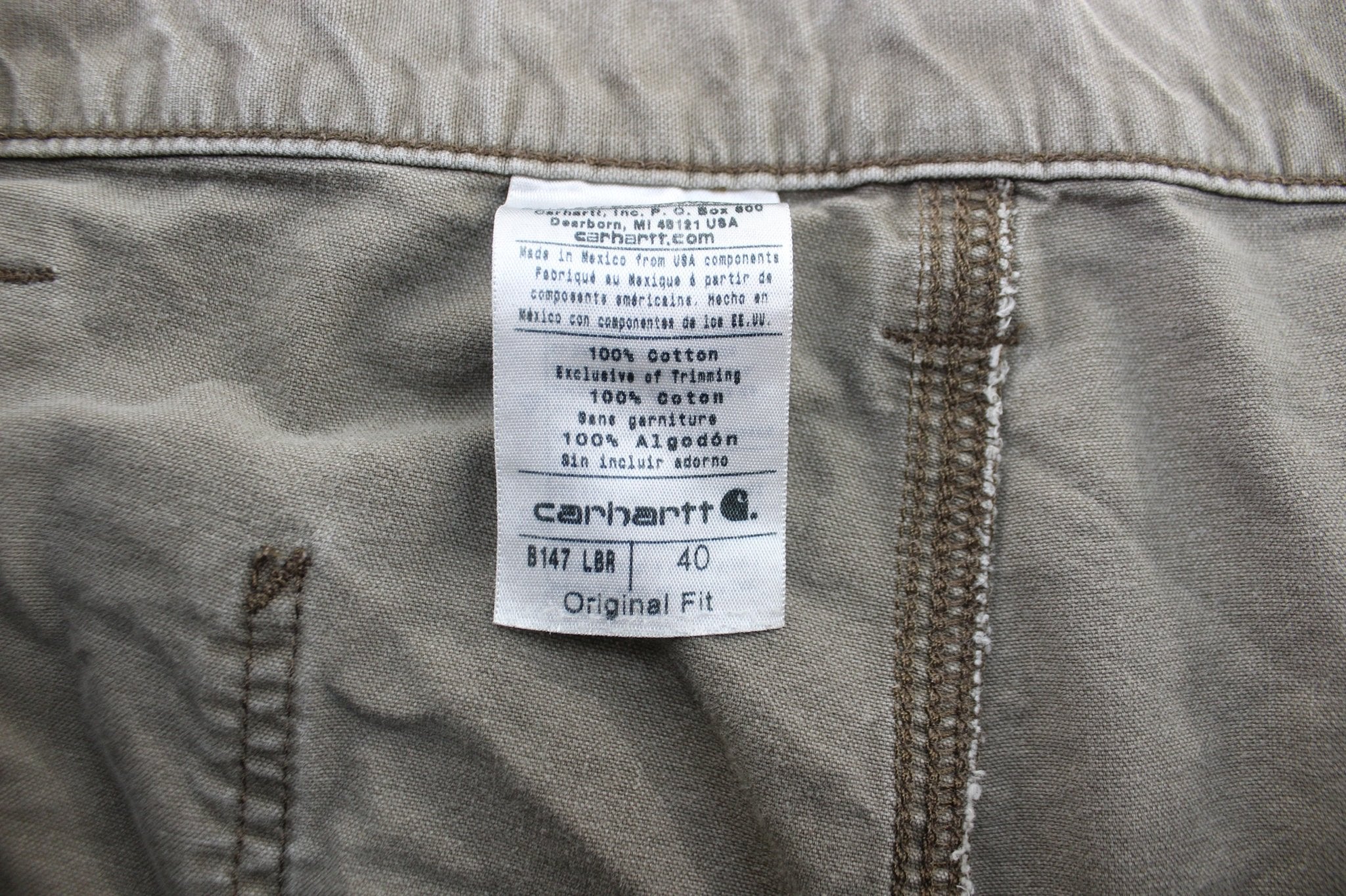 Carhartt Logo Patch Brown Carpenter Shorts - ThriftedThreads.com