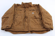 Carhartt Logo Patch Brown Full Swing Flame Resistant Zip Up Jacket - ThriftedThreads.com