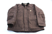 Carhartt Logo Patch Brown Full Swing Zip Up Jacket - ThriftedThreads.com