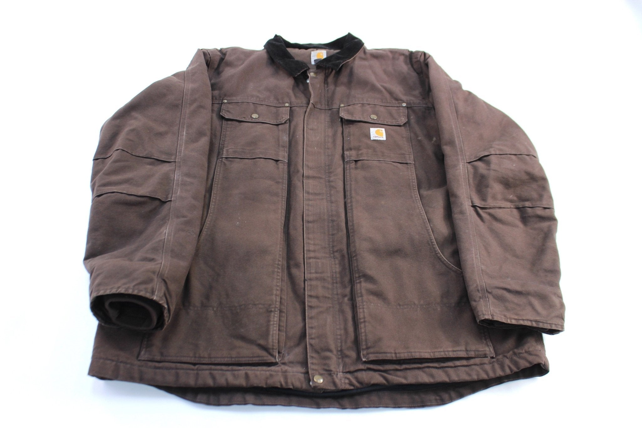 Carhartt Logo Patch Brown Full Swing Zip Up Jacket - Jacket - Thrifted Threads