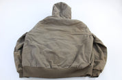 Carhartt Logo Patch Brown Full Zip Hooded Jacket - ThriftedThreads.com