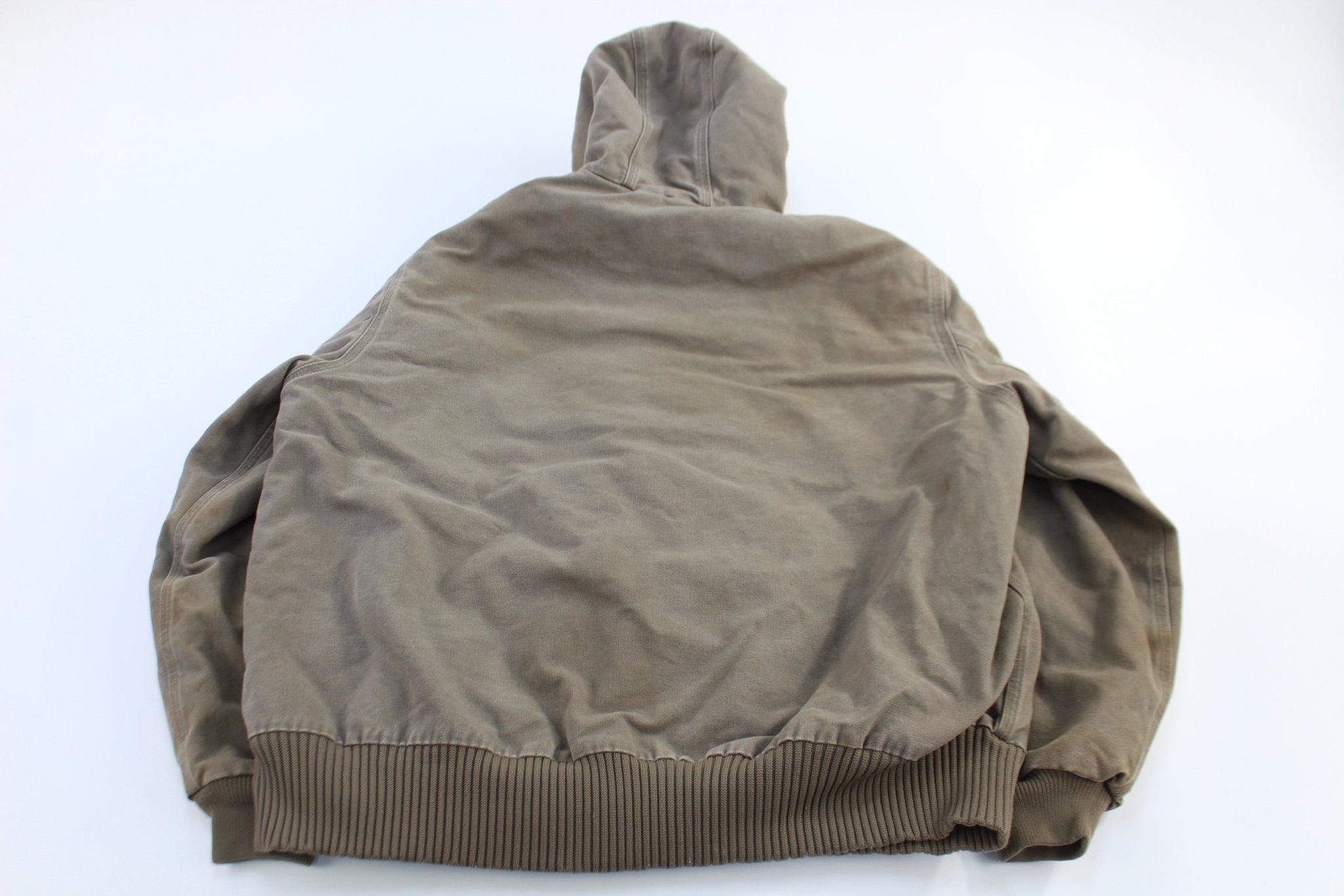 Carhartt Logo Patch Brown Full Zip Hooded Jacket - ThriftedThreads.com