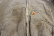 Carhartt Logo Patch Brown Full Zip Hooded Jacket - ThriftedThreads.com