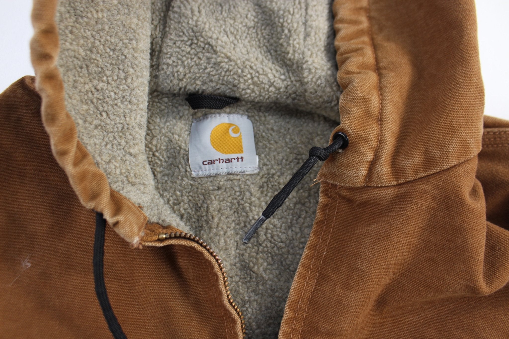 Carhartt Logo Patch Brown Full Zip Hooded Jacket - Jacket - Thrifted Threads