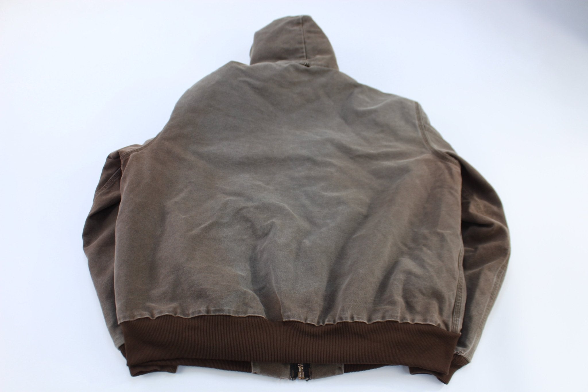 Carhartt Logo Patch Brown Full Zip Hooded Jacket - Jacket - Thrifted Threads