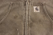 Carhartt Logo Patch Brown Full Zip Jacket - ThriftedThreads.com