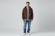 Carhartt Logo Patch Brown Full Zip Jacket - ThriftedThreads.com