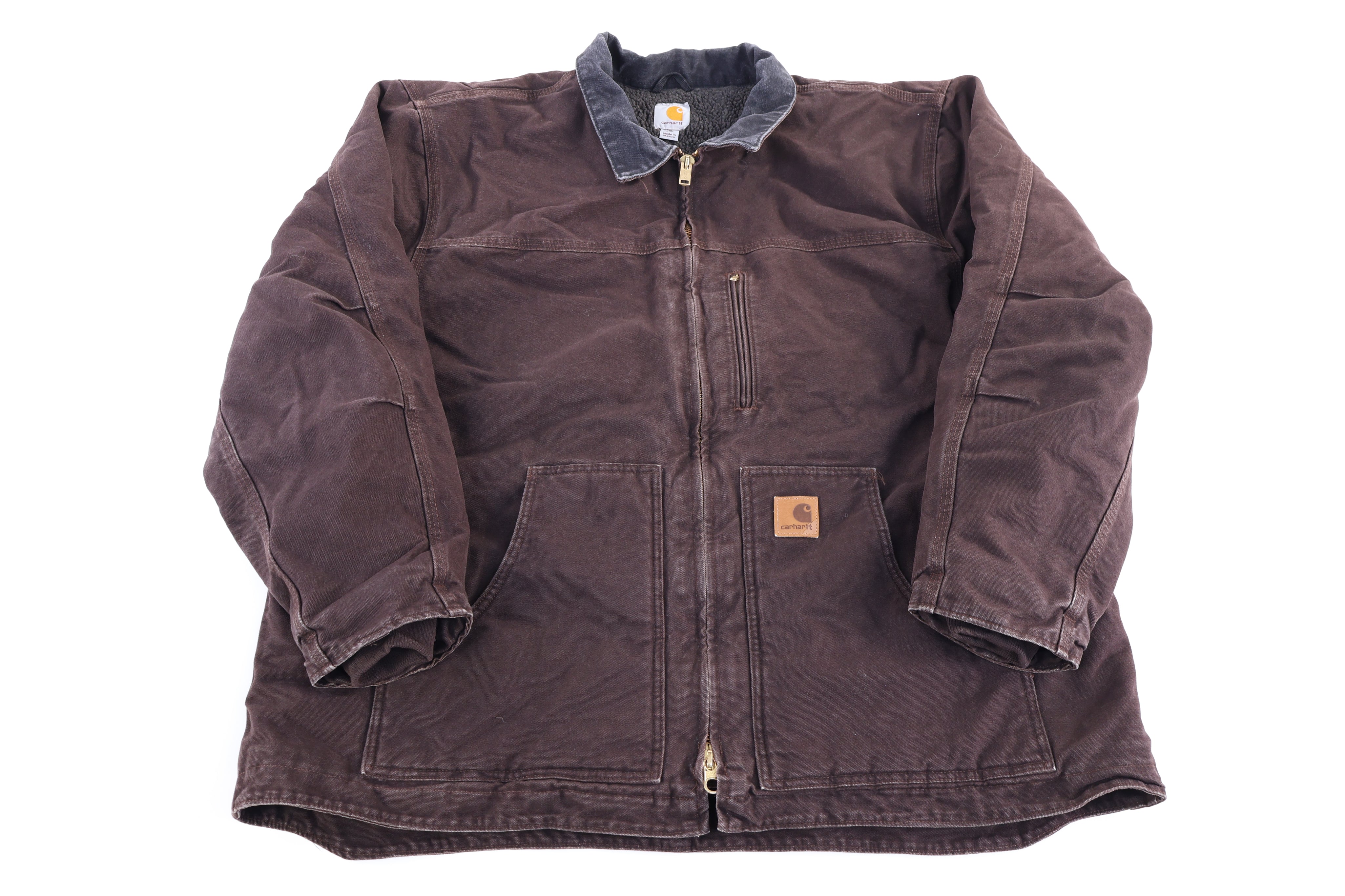 Carhartt Logo Patch Brown Full Zip Jacket - Jacket - Thrifted Threads