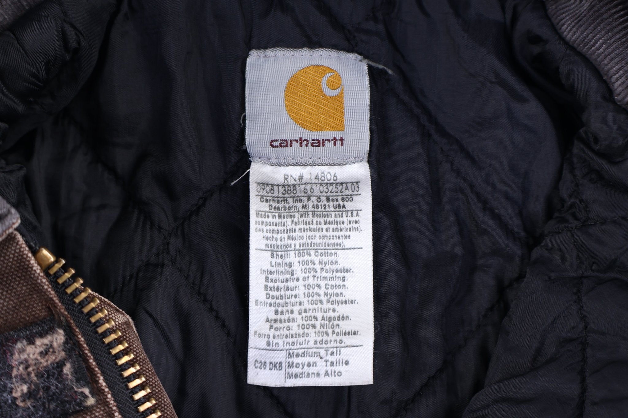 Carhartt Logo Patch Brown Full Zip Jacket - Jacket - Thrifted Threads