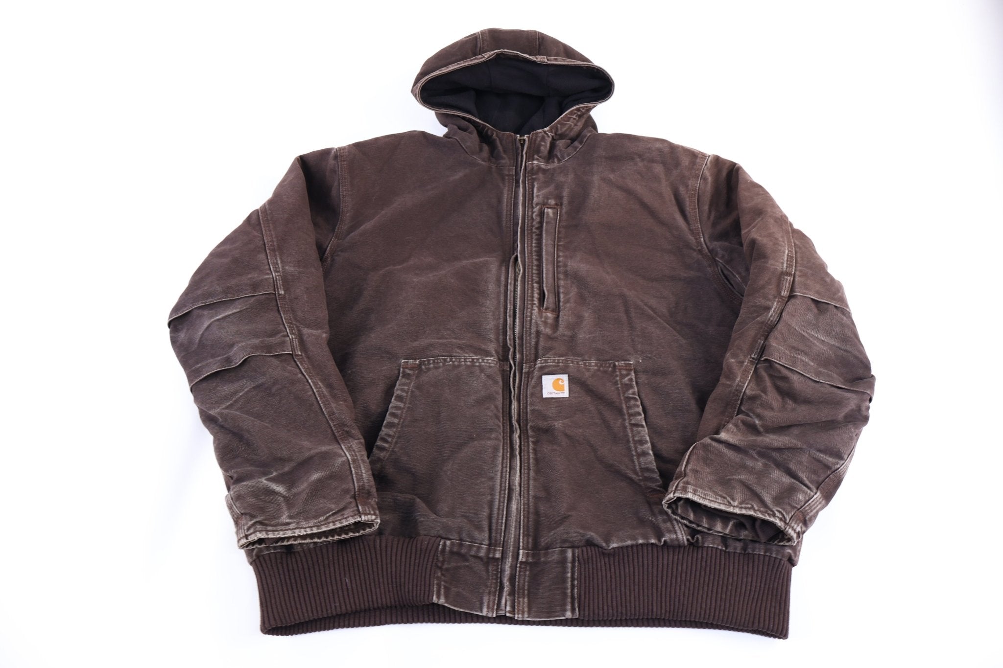 Carhartt Logo Patch Brown Full Zip Jacket - Jacket - Thrifted Threads