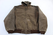 Carhartt Logo Patch Brown Full Zip Jacket - Jacket - Thrifted Threads