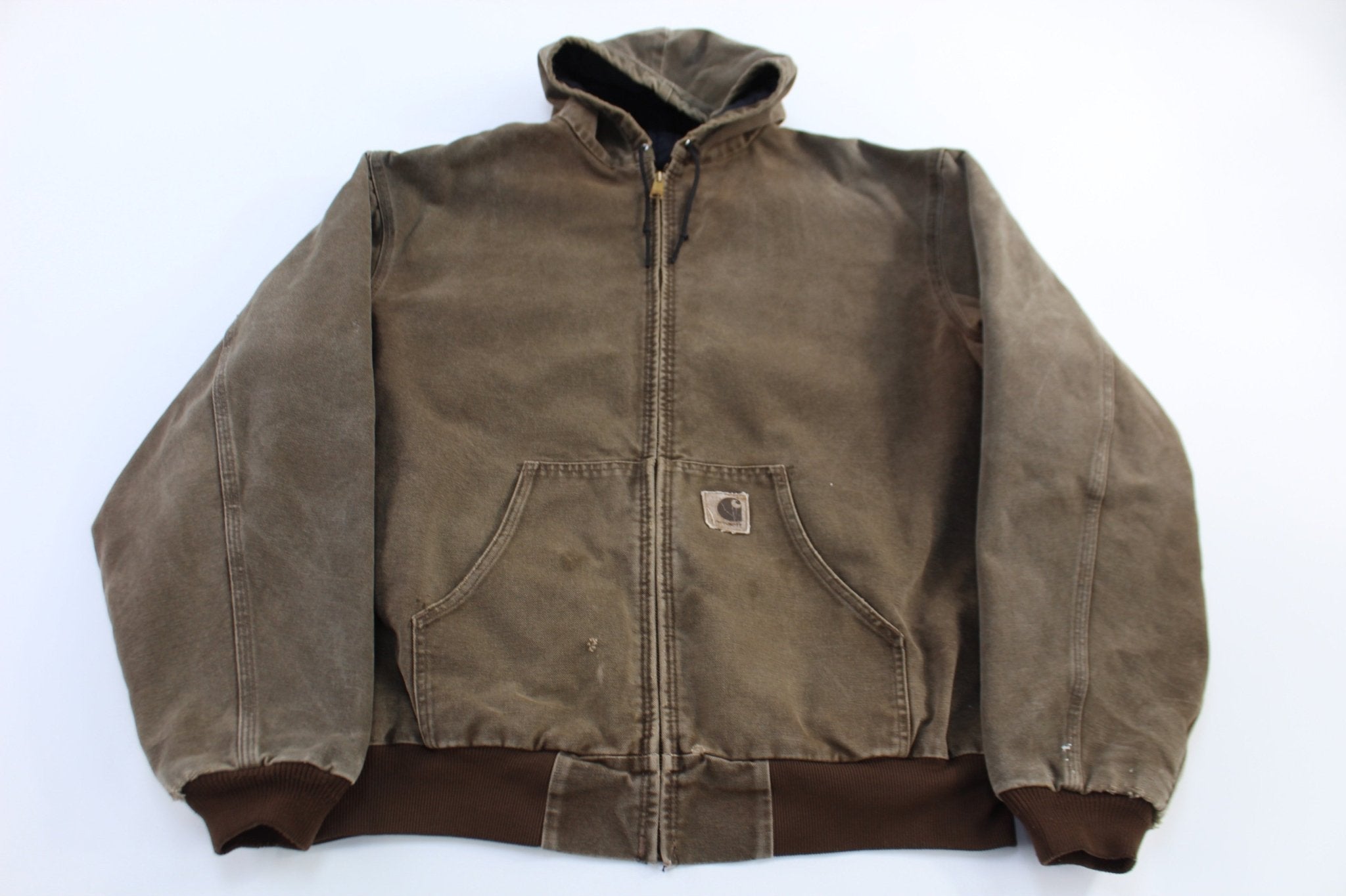 Carhartt Logo Patch Brown Full Zip Jacket - Jacket - Thrifted Threads