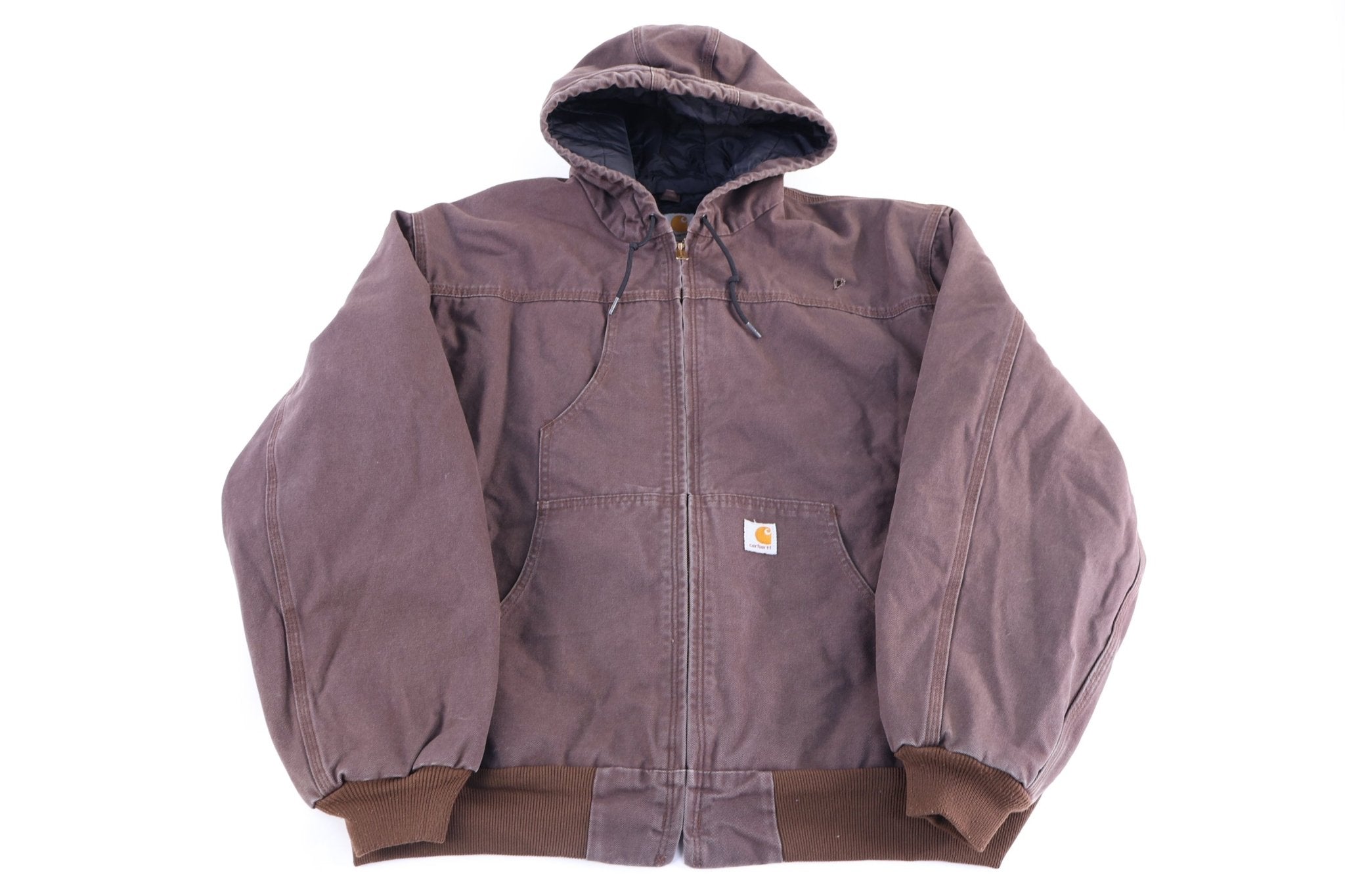 Carhartt Logo Patch Brown Full Zip Jacket - jacket - Thrifted Threads