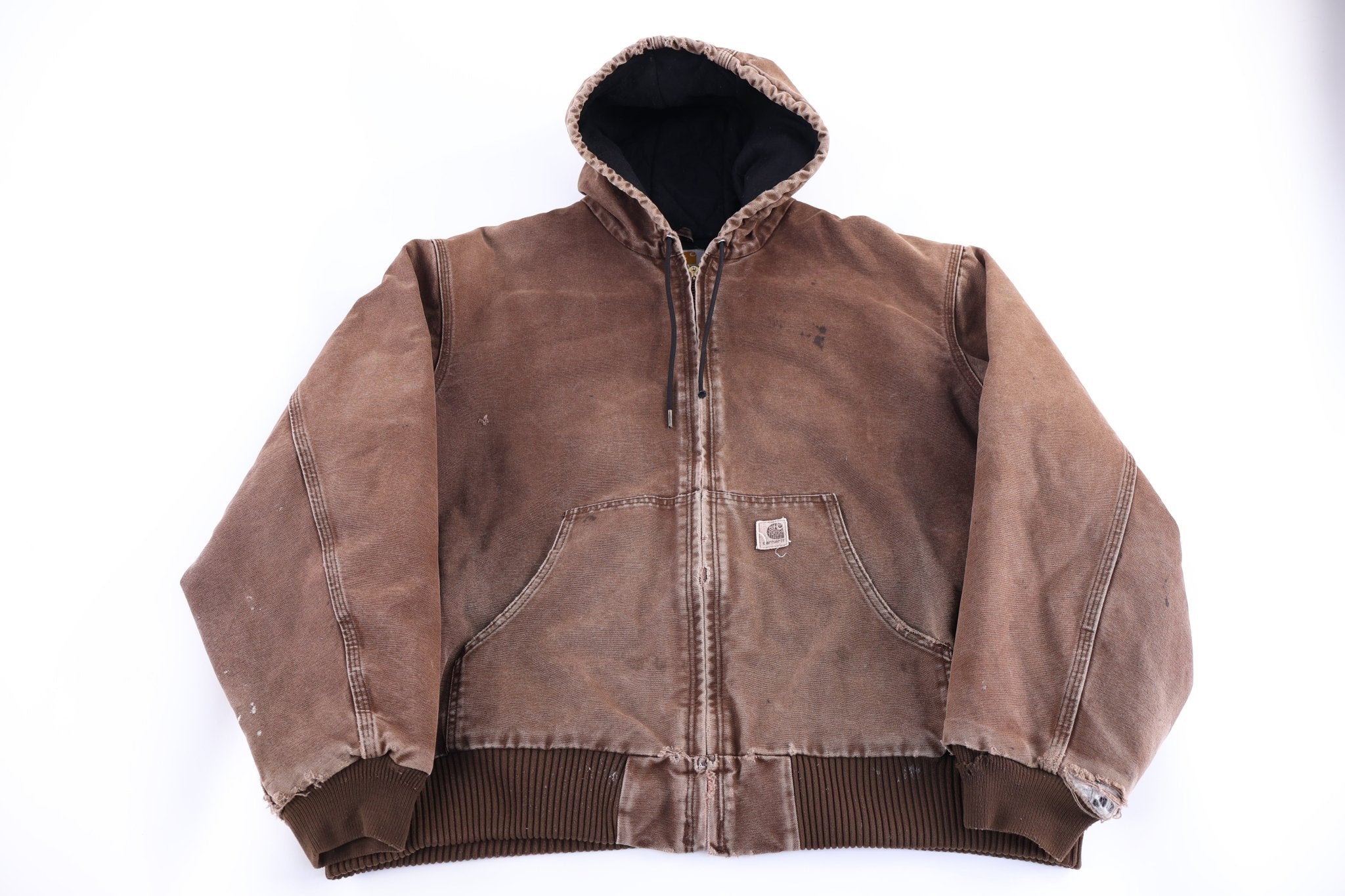 Carhartt Logo Patch Brown Full Zip Jacket - Jacket - Thrifted Threads