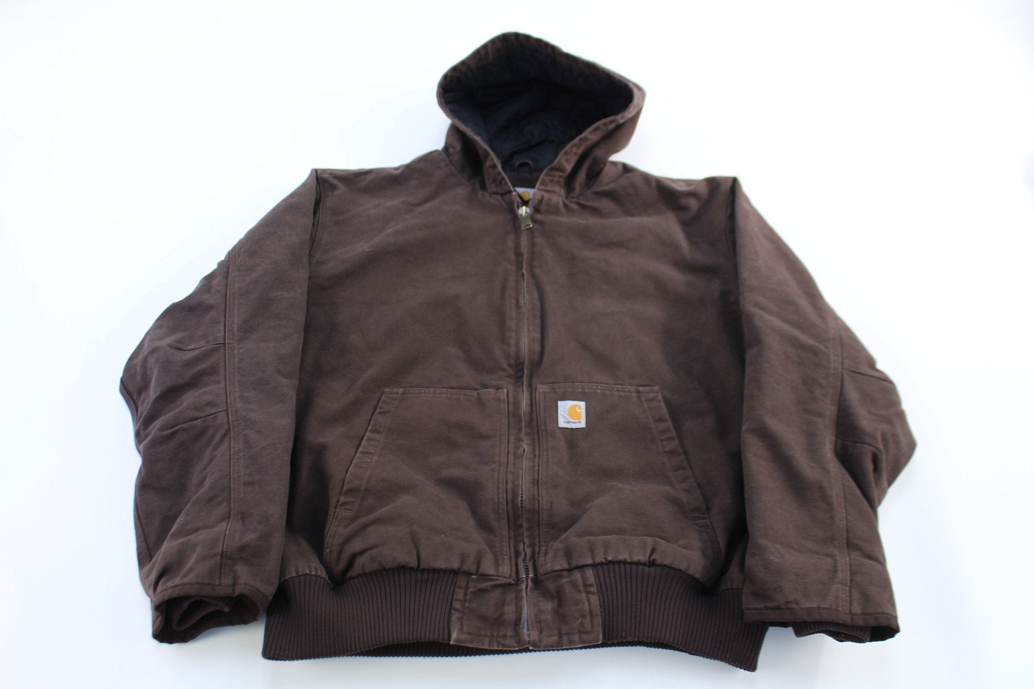 Carhartt Logo Patch Brown Full Zip Jacket - Jacket - Thrifted Threads