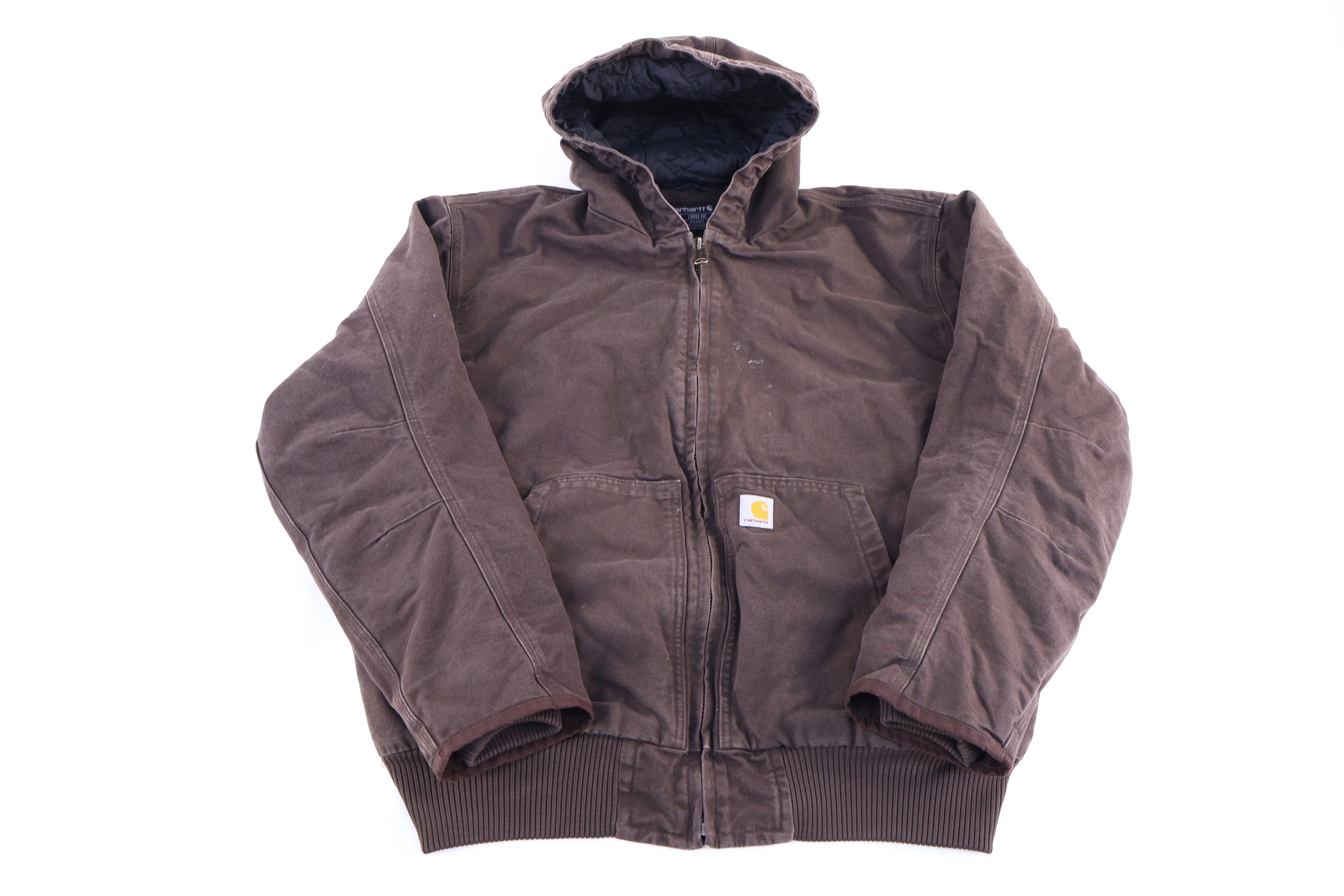 Carhartt Logo Patch Brown Full Zip Jacket - Jacket - Thrifted Threads