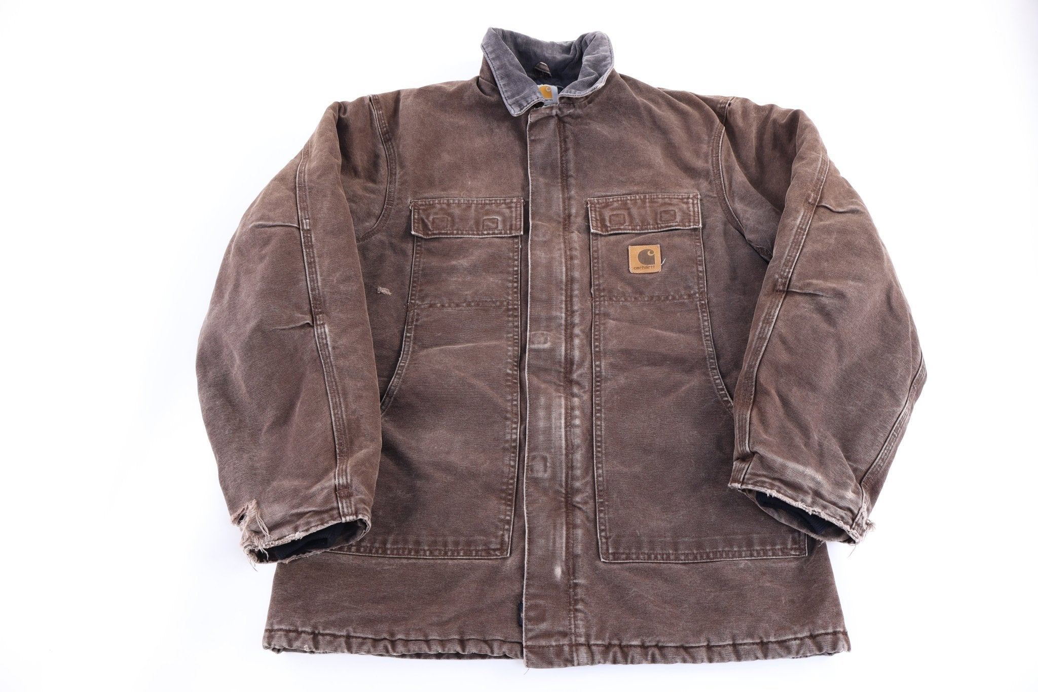 Carhartt Logo Patch Brown Full Zip Jacket - Jacket - Thrifted Threads