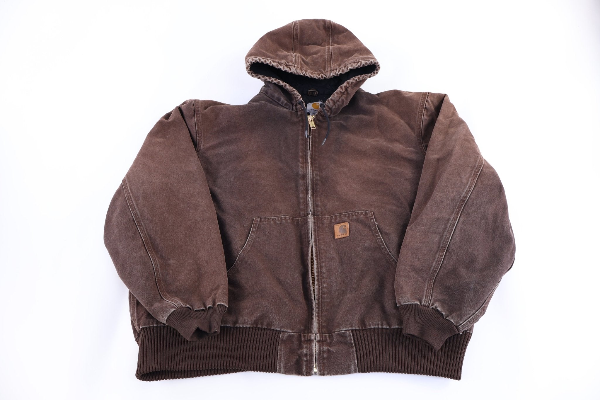 Carhartt Logo Patch Brown Full Zip Jacket - Jacket - Thrifted Threads