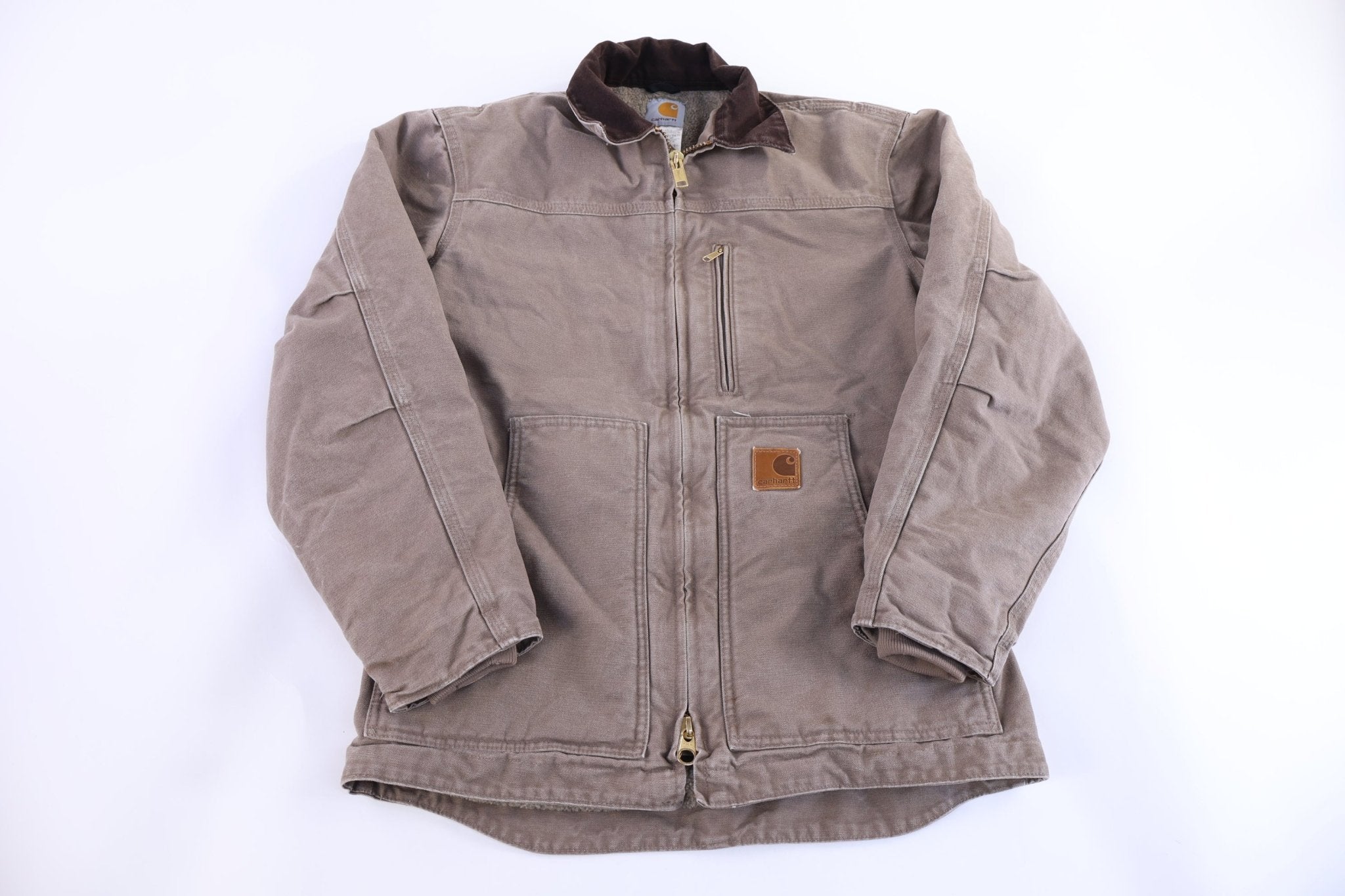 Carhartt Logo Patch Brown Full Zip Jacket - Jacket - Thrifted Threads
