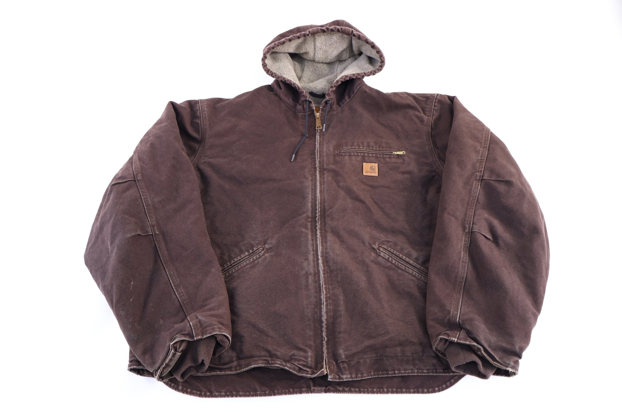 Carhartt Logo Patch Brown Full Zip Jacket - Jacket - Thrifted Threads