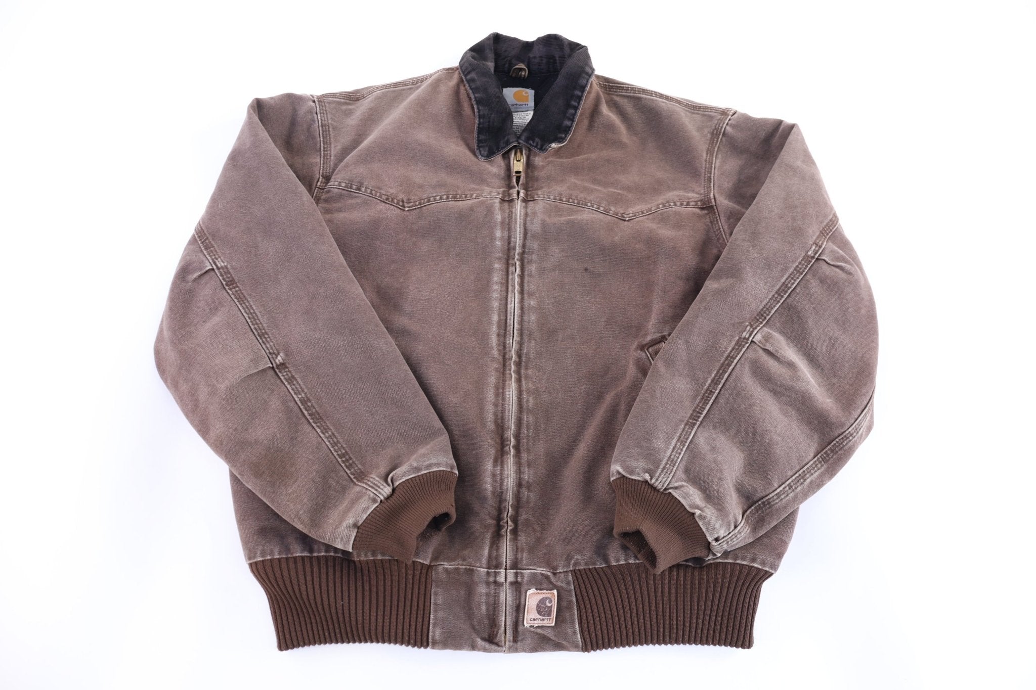 Carhartt Logo Patch Brown Full Zip Santa Fe Jacket - Jacket - Thrifted Threads