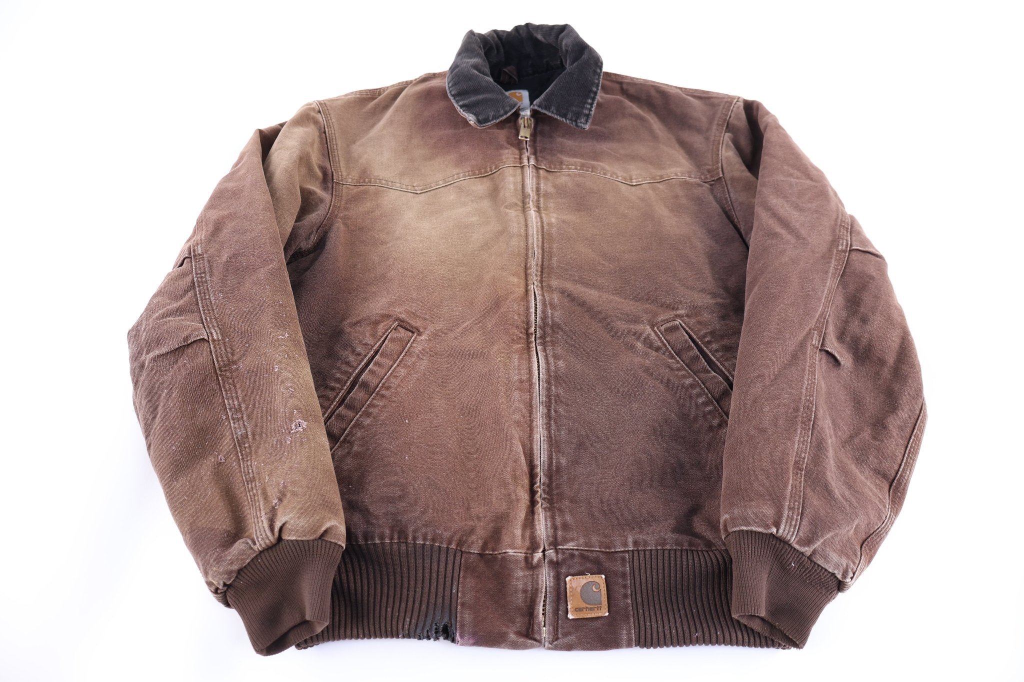 Carhartt Logo Patch Brown Full Zip Santa Fe Jacket - Jacket - Thrifted Threads