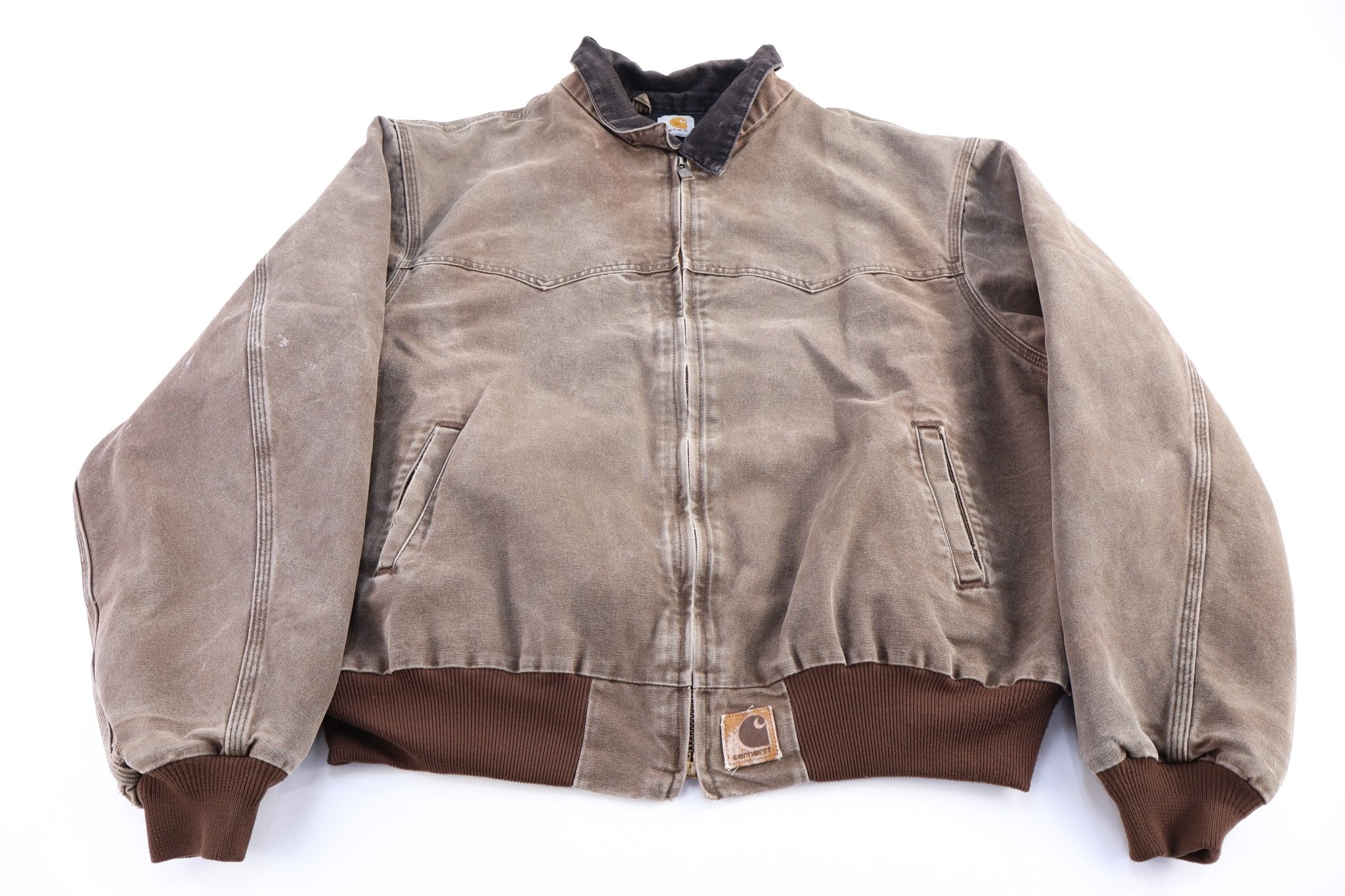 Carhartt Logo Patch Brown Full Zip Santa Fe Jacket - Jacket - Thrifted Threads