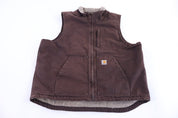 Carhartt Logo Patch Brown Full Zip Vest - vest - Thrifted Threads