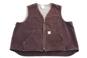 Carhartt Logo Patch Brown Full Zip Vest - Vest - Thrifted Threads
