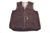 Carhartt Logo Patch Brown Full Zip Vest - Vest - Thrifted Threads