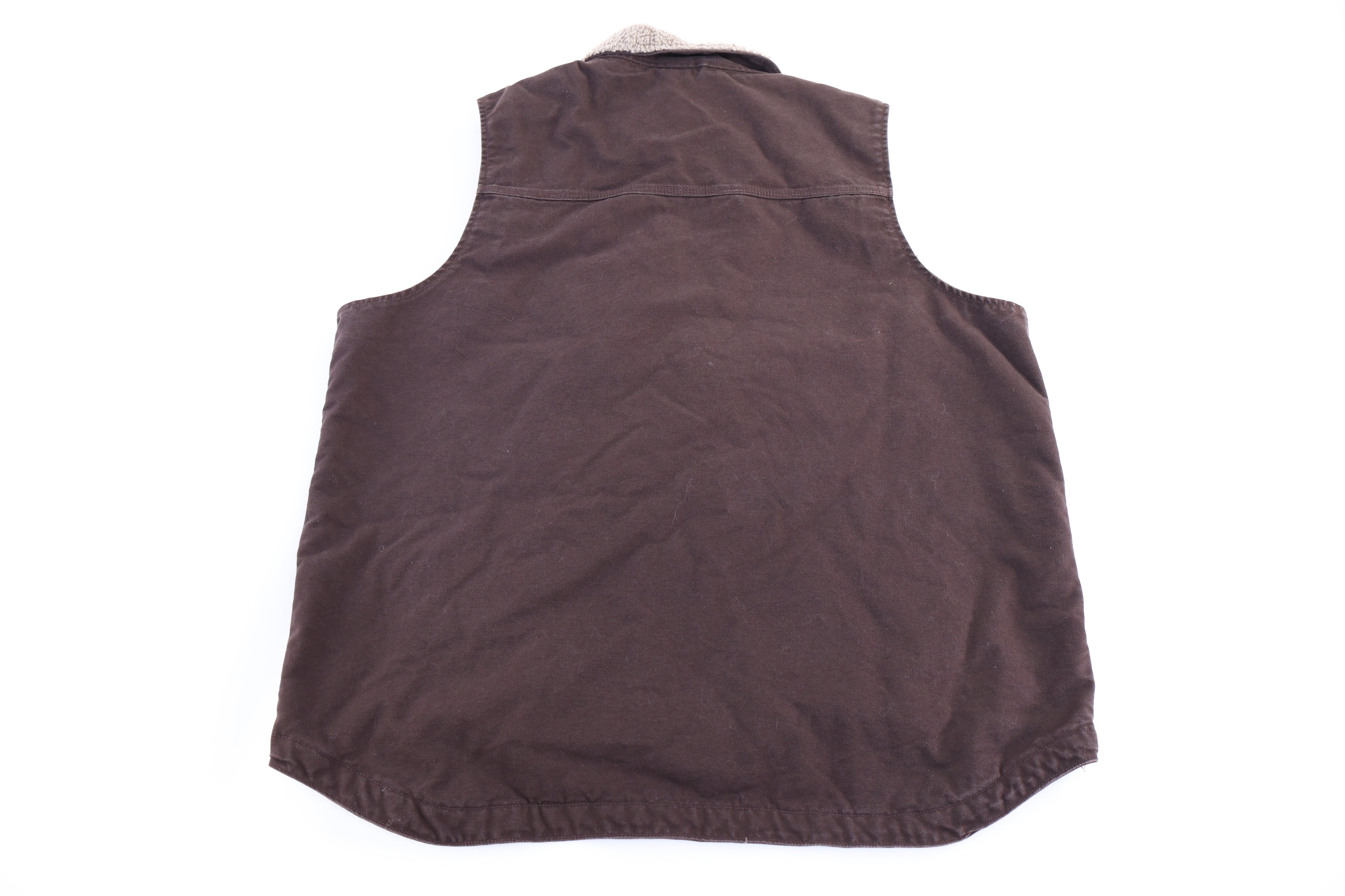 Carhartt Logo Patch Brown Full Zip Vest - Vest - Thrifted Threads