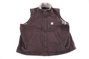 Carhartt Logo Patch Brown Full Zip Vest - Vest - Thrifted Threads