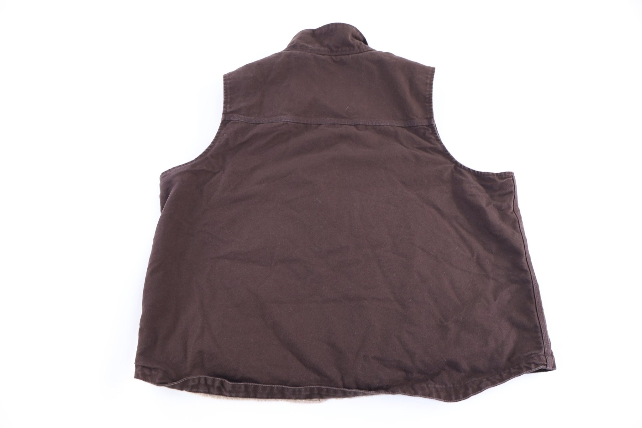 Carhartt Logo Patch Brown Full Zip Vest - Vest - Thrifted Threads