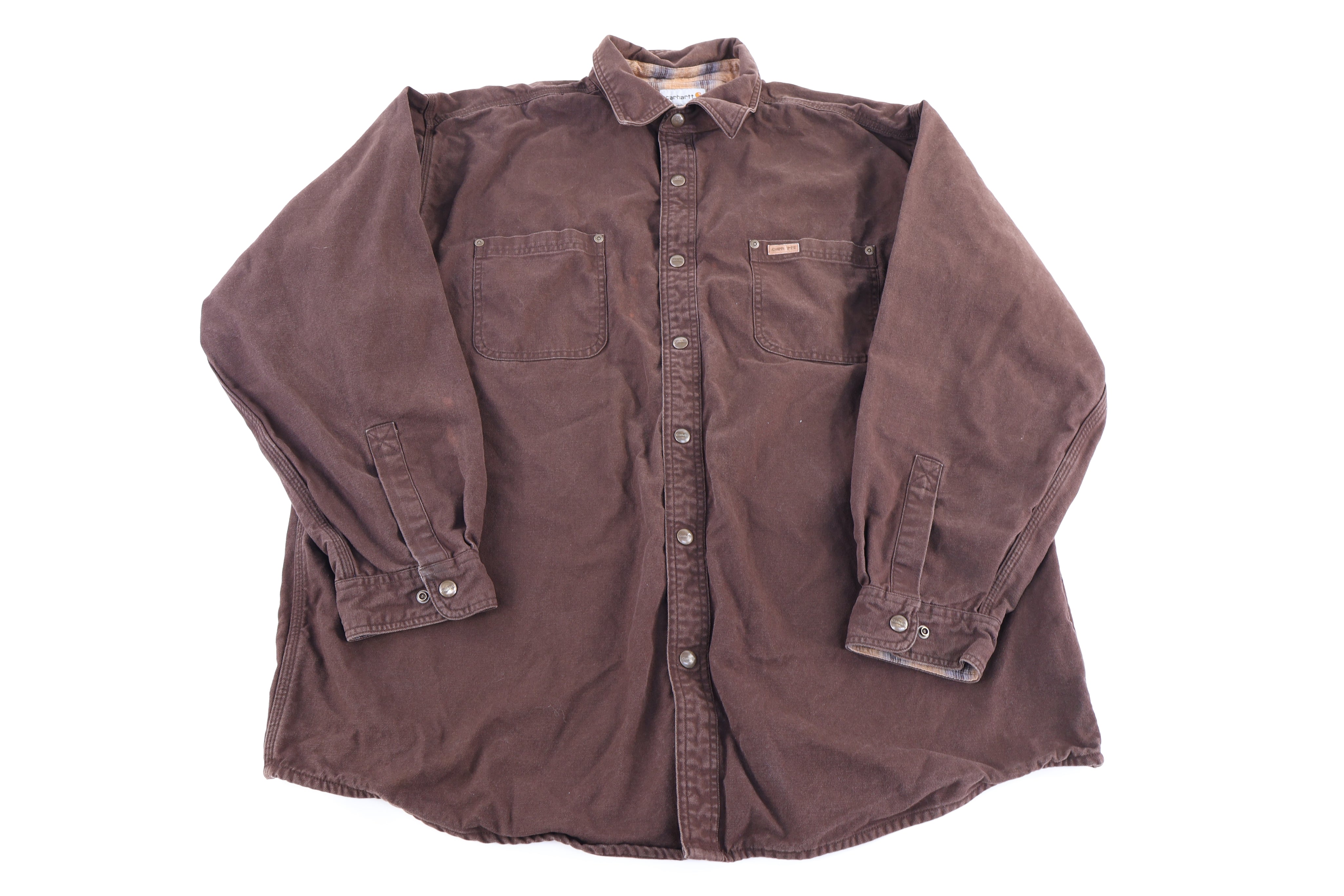 Carhartt Logo Patch Brown LS Button Down - Button Ups/Downs - Thrifted Threads