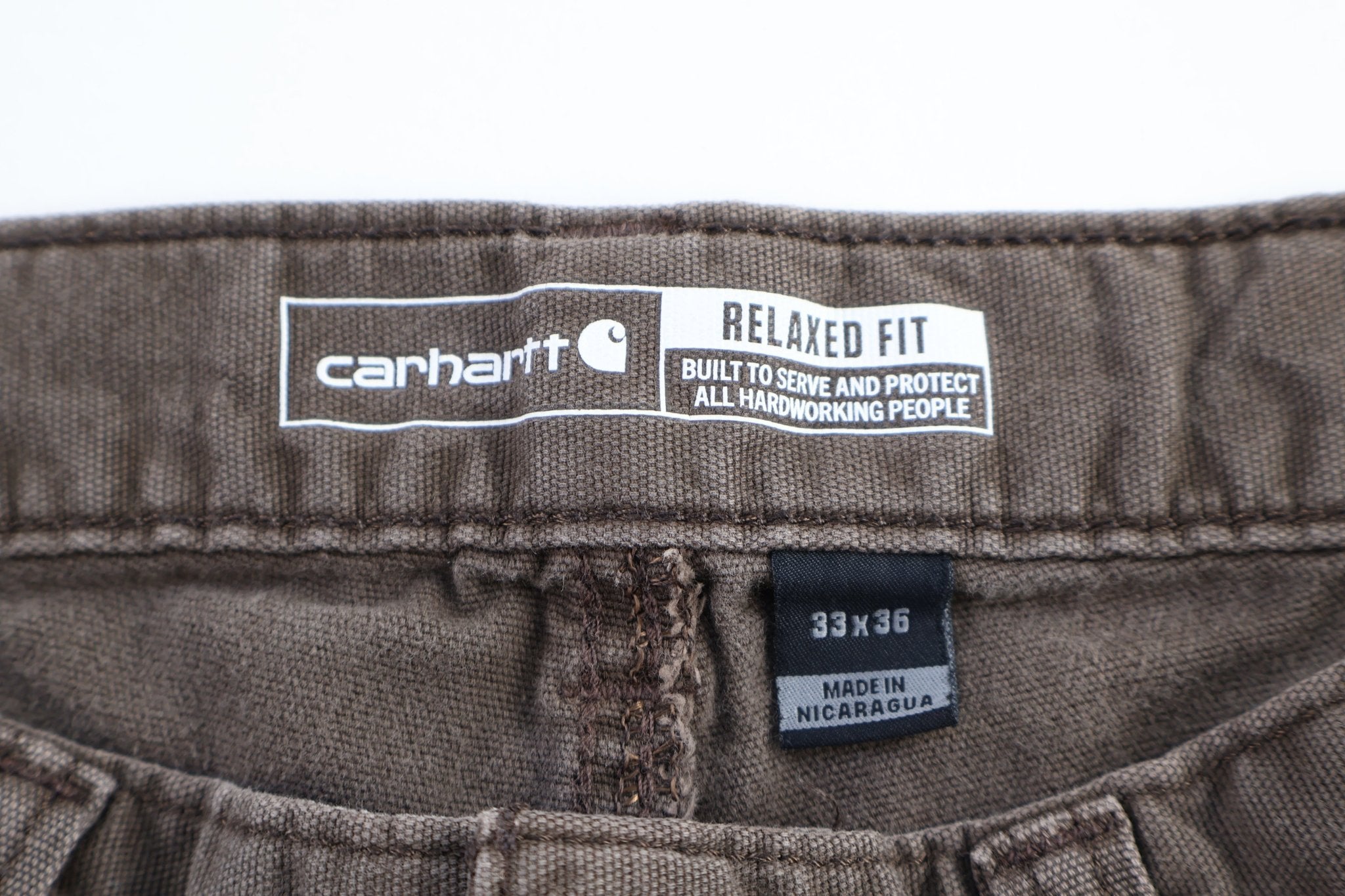 Carhartt Logo Patch Brown Relaxed Fit Pants - Pants - Thrifted Threads