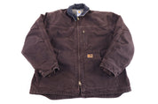 Carhartt Logo Patch Brown Sherpa Lined Full Zip Jacket - Jacket - Thrifted Threads