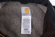 Carhartt Logo Patch Brown Sherpa Lined Full Zip Jacket - Jacket - Thrifted Threads