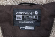 Carhartt Logo Patch Brown Sherpa Lined Jacket - ThriftedThreads.com