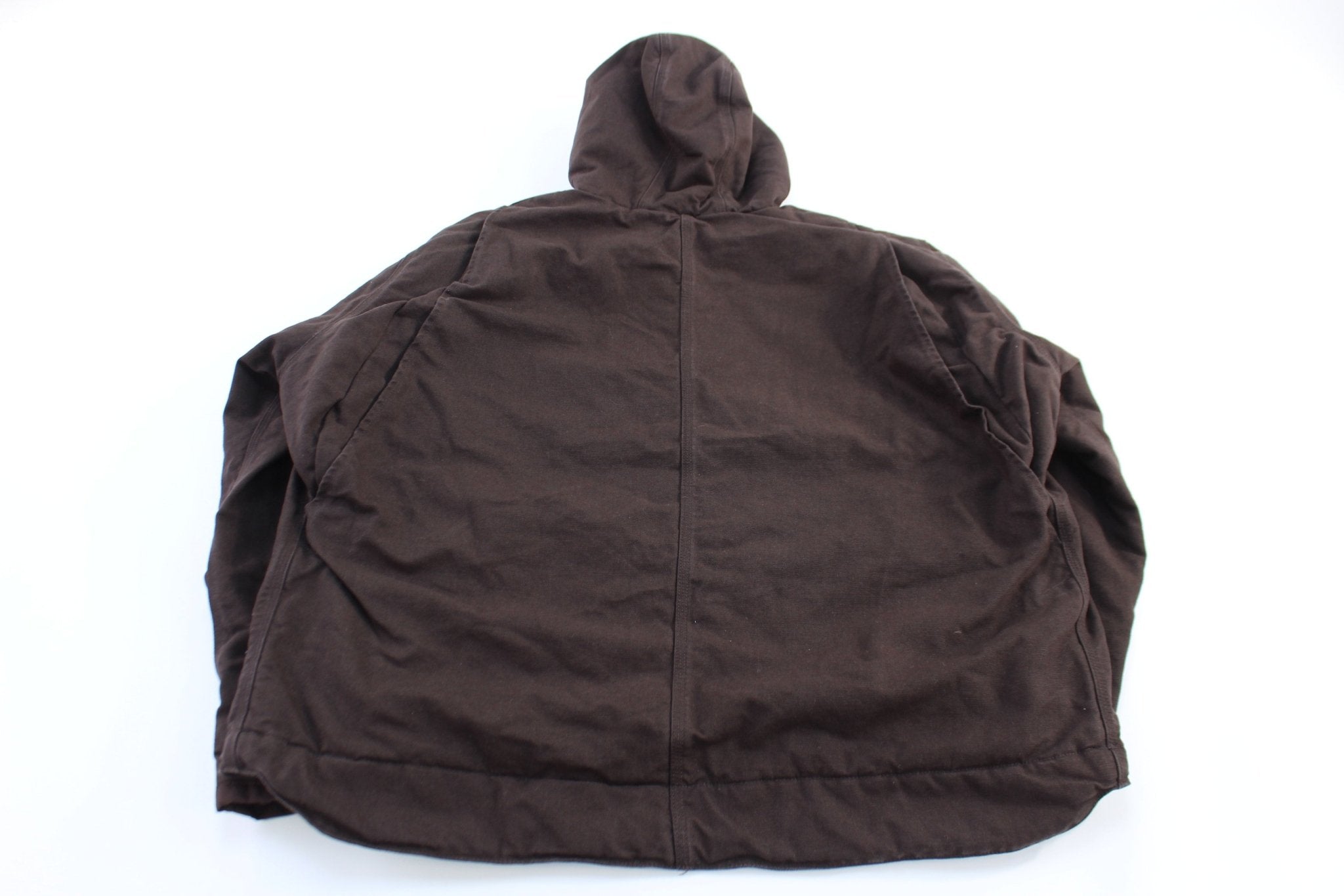 Carhartt Logo Patch Brown Sherpa Lined Jacket - ThriftedThreads.com