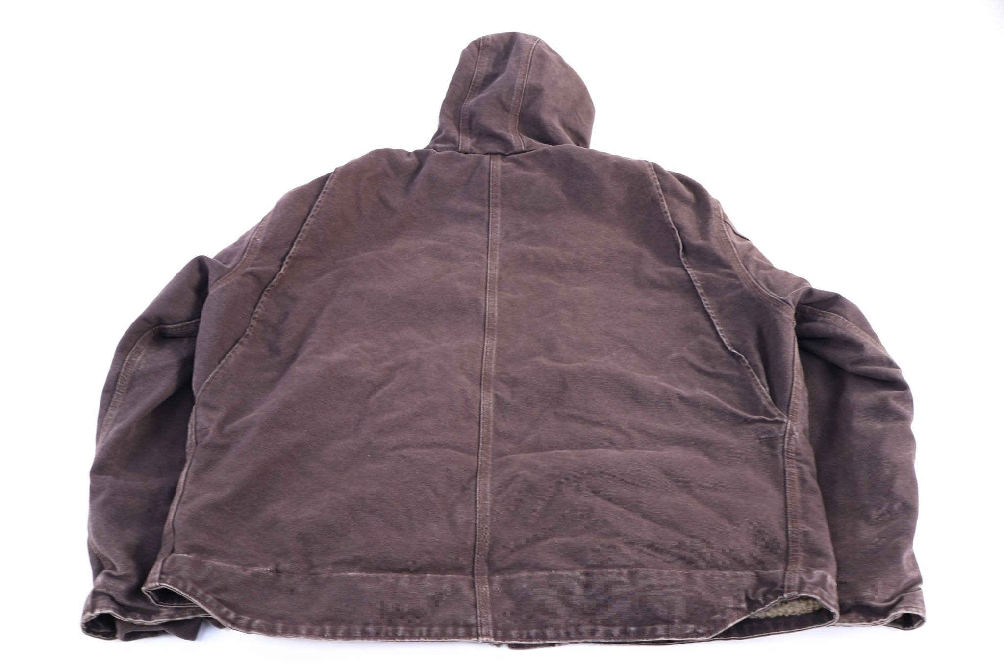 Carhartt Logo Patch Brown Sherpa Lined Jacket - Jacket - Thrifted Threads