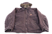 Carhartt Logo Patch Brown Sherpa Lined Jacket - Jacket - Thrifted Threads