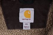 Carhartt Logo Patch Brown Sherpa Lined Jacket - Jacket - Thrifted Threads